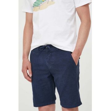 Lindbergh pantaloni scurti din in culoarea albastru marin