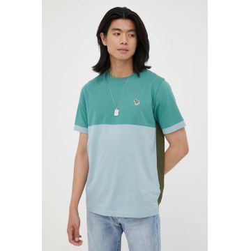 PS Paul Smith tricou din bumbac culoarea verde, neted