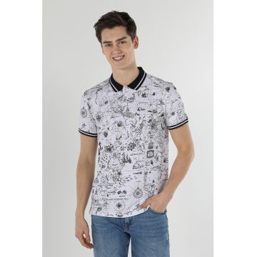 Tricou polo din bumbac cu model