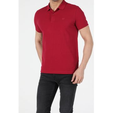 Tricou polo regular fit cu logo brodat discret