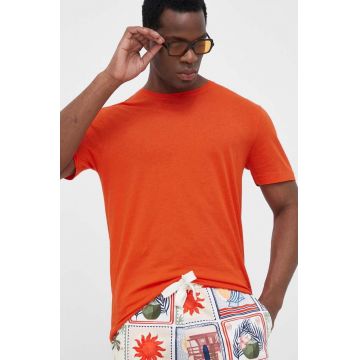 United Colors of Benetton tricou din bumbac culoarea portocaliu, neted