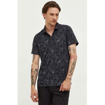 Abercrombie & Fitch tricou polo barbati, culoarea negru, modelator
