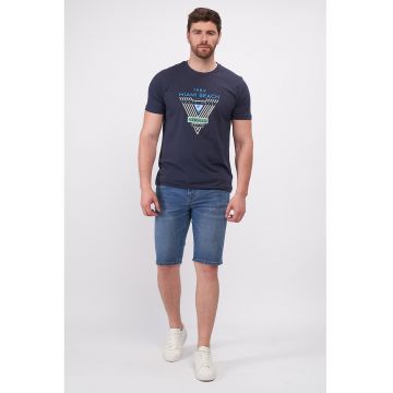 Bermude de denim cu talie medie - Albastru pastel