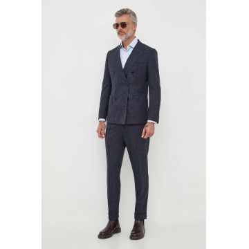 BOSS costum de lana culoarea albastru marin