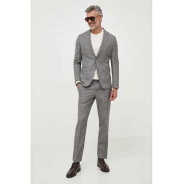BOSS costum din amestec de lana culoarea gri, modelator