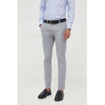 BOSS pantaloni barbati, culoarea negru, mulata