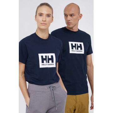 Helly Hansen tricou din bumbac culoarea bleumarin, cu imprimeu 53285-096