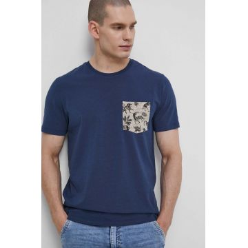 Medicine tricou barbati, culoarea albastru marin, neted
