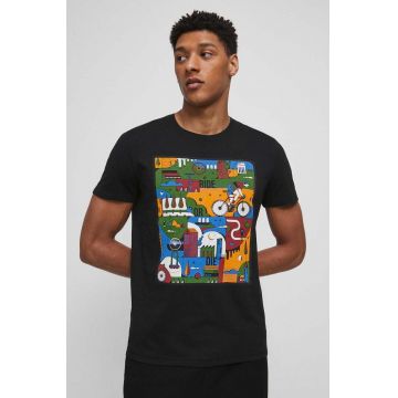 Medicine tricou din bumbac culoarea negru, cu imprimeu