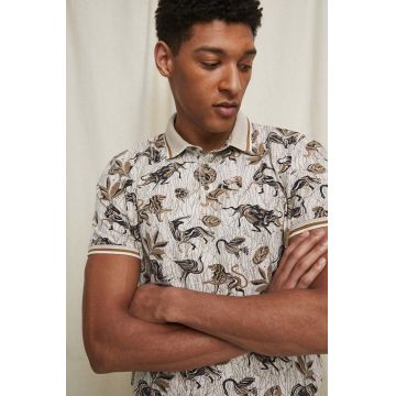 Medicine tricou polo barbati, culoarea bej, modelator