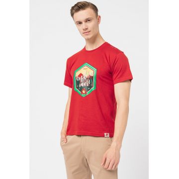 Tricou cu decolteu la baza gatului si imprimeu