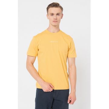 Tricou de bumbac cu decolteu la baza gatului
