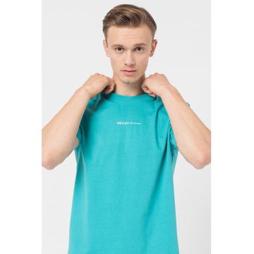 Tricou de bumbac cu decolteu la baza gatului