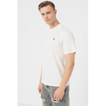 Tricou de bumbac cu decolteu la baza gatului