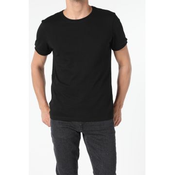 Tricou din bumbac cu decolteu la baza gatului