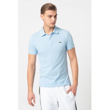 Tricou polo slim fit din material pique