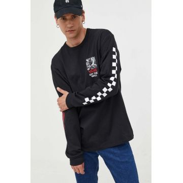 Vans longsleeve din bumbac culoarea negru, cu imprimeu
