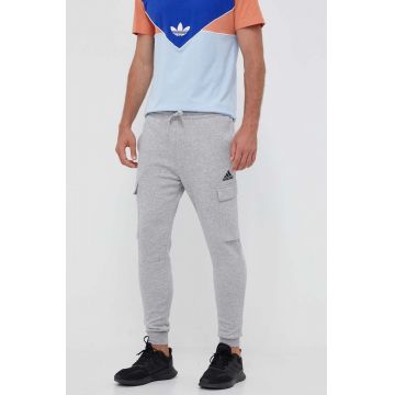 adidas pantaloni de trening culoarea gri, melanj