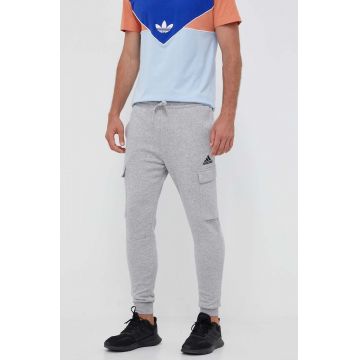 adidas pantaloni de trening culoarea gri, melanj