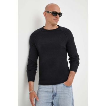 American Vintage pulover din amestec de lana barbati, culoarea negru, light