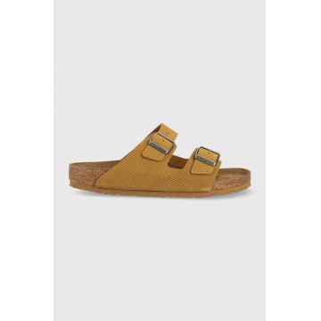 Birkenstock papuci din piele Arizona Corduroy barbati, culoarea maro, 1026093