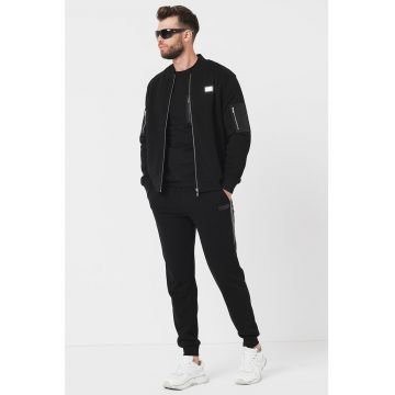 Bluza sport cu fermoar si detaliu logo