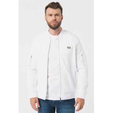 Bluza sport cu fermoar si detaliu logo