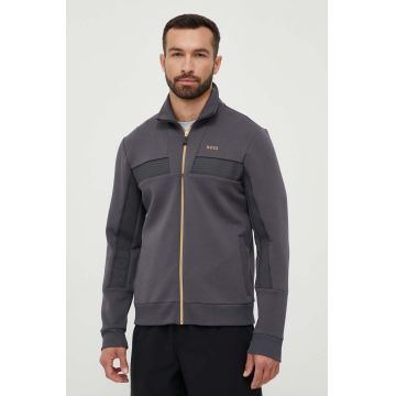 Boss Green bluza BOSS GREEN barbati, culoarea gri, cu imprimeu