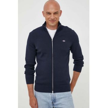 Gant cardigan din bumbac culoarea albastru marin