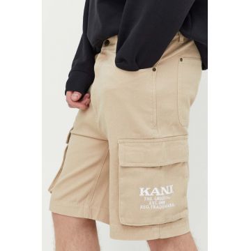 Karl Kani pantaloni scurti din bumbac culoarea bej