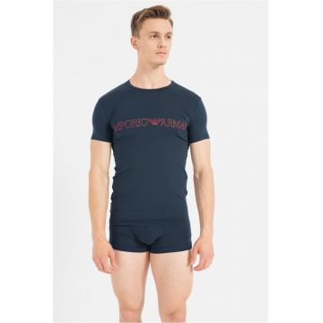 Set de boxeri si tricou cu imprimeu logo - 2 piese Set de boxeri si tricou cu imprimeu logo - 2 piese