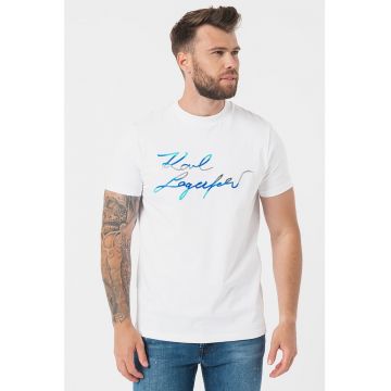 Tricou cu decolteu la baza gatului si aplicatie logo Tricou cu decolteu la baza gatului si aplicatie logo