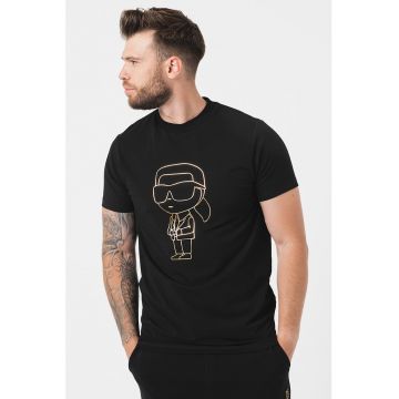 Tricou cu decolteu la baza gatului si imprimeu Tricou cu decolteu la baza gatului si imprimeu