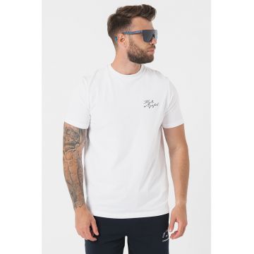Tricou din amestec de bumbac cu decolteu la baza gatului Tricou din amestec de bumbac cu decolteu la baza gatului