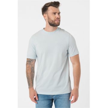 Tricou din amestec de bumbac cu decolteu la baza gatului