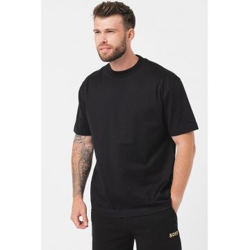 Tricou din bumbac cu decolteu la baza gatului Timm - Negru