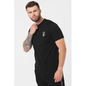 Tricou din bumbac cu slit cu fermoar