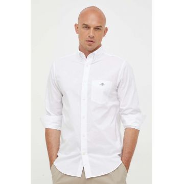 Gant camasa din bumbac barbati, culoarea alb, cu guler button-down, regular