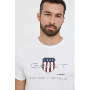 Gant tricou din bumbac culoarea alb, cu imprimeu Gant tricou din bumbac culoarea alb, cu imprimeu