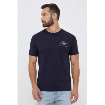 Gant tricou din bumbac culoarea albastru marin, cu imprimeu