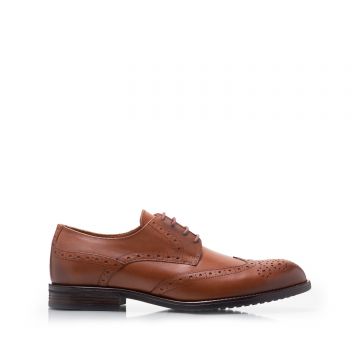 Pantofi eleganţi bărbaţi din piele naturală, Leofex - 655 Cognac Box