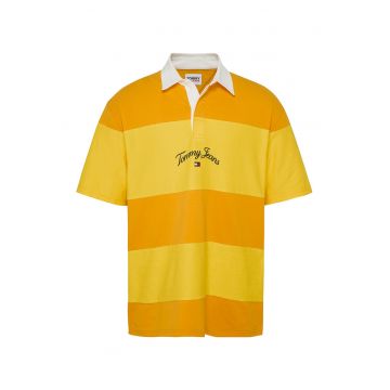 Tricou polo cu model in dungi si logo brodat