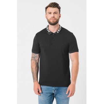 Tricou polo slim fit cu guler cu logo