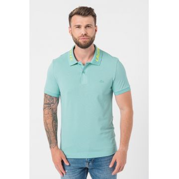 Tricou polo slim fit cu guler cu logo