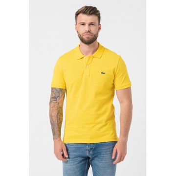 Tricou polo slim fit din material pique