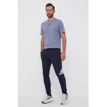 adidas pantaloni de trening culoarea albastru marin, cu imprimeu