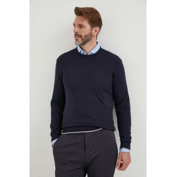 Armani Exchange pulover din amestec de casmir culoarea albastru marin, light