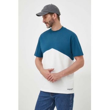 Armani Exchange tricou din bumbac culoarea turcoaz, modelator