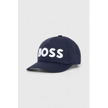 BOSS șapcă de baseball din bumbac culoarea albastru marin, cu imprimeu