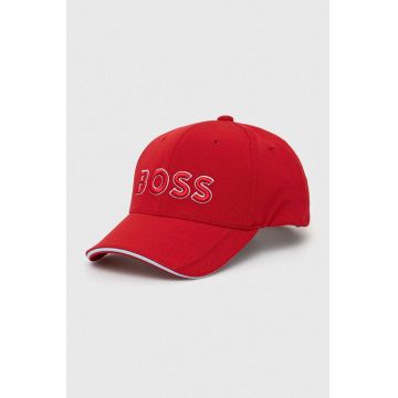 BOSS Green șapcă culoarea roșu, cu imprimeu 50496291